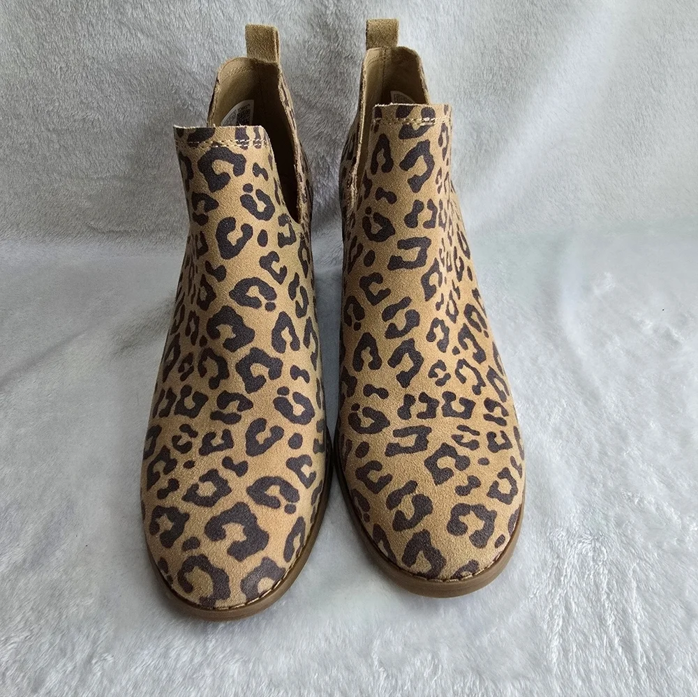 TOMS Kallie Leopard Suede Wedge Booties, Womens Size 9.5